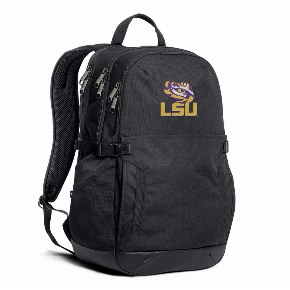 LSU Tigers NCAA College 25L Pro Black Backpack Embroidered New